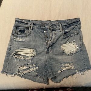 American Eagle Outfitters Ripped Denim Shorts - Blue
